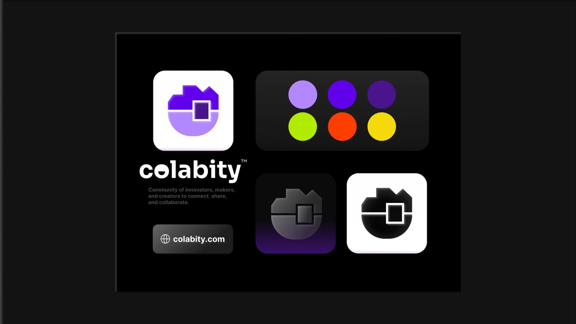 Colabity’s original identity presentation with its wordmark, symbol and color direction.